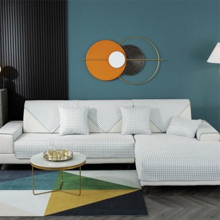 91家纺网 家纺一手货源 找家纺 （总）共鸣沙发垫 千鸟格沙发垫四季通用坐垫子现代套罩垫巾盖布