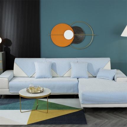 91家纺网 家纺一手货源 找家纺 （总）共鸣沙发垫 千鸟格沙发垫四季通用坐垫子现代套罩垫巾盖布