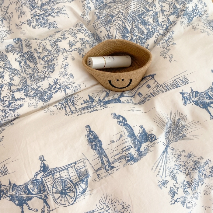 91家纺网 家纺一手货源 找家纺 昔可家纺 2021新款棉加牛奶绒四件套 水墨画