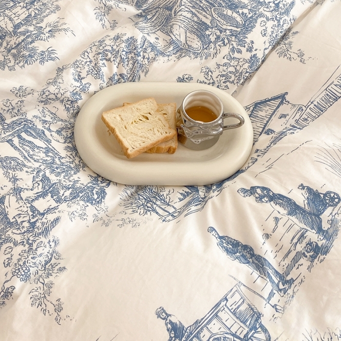 91家纺网 家纺一手货源 找家纺 昔可家纺 2021新款棉加牛奶绒四件套 水墨画