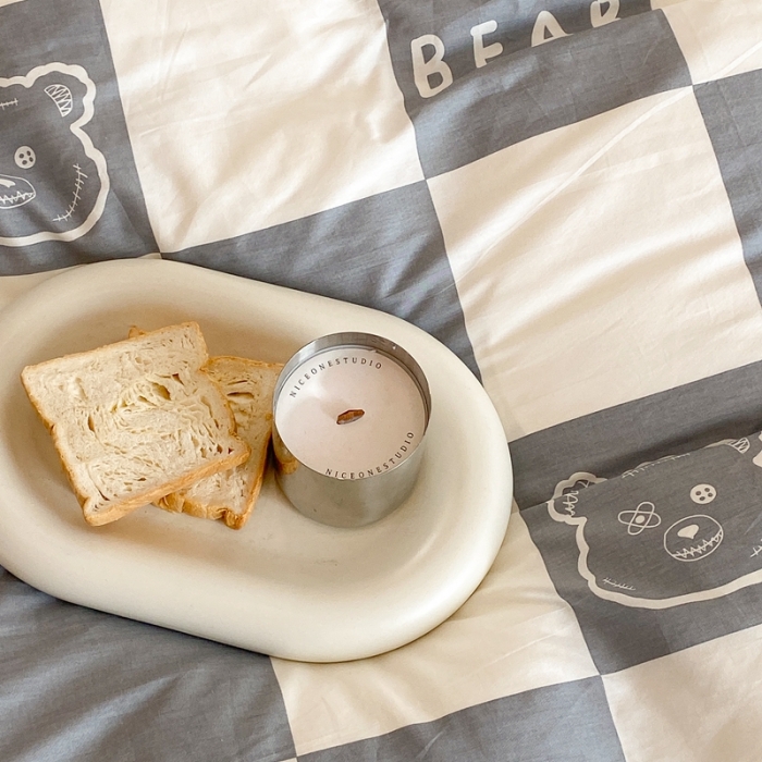 91家纺网 家纺一手货源 找家纺 昔可家纺 2021新款棉加牛奶绒四件套 灰格熊