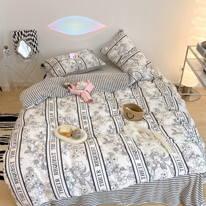 91家纺网 家纺一手货源 找家纺 昔可家纺 2021新款棉加牛奶绒四件套 优雅生活