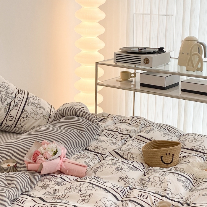 91家纺网 家纺一手货源 找家纺 昔可家纺 2021新款棉加牛奶绒四件套 优雅生活