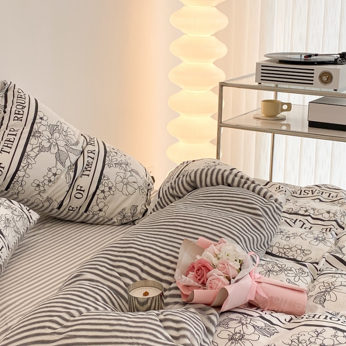 91家纺网 家纺一手货源 找家纺 昔可家纺 2021新款棉加牛奶绒四件套 优雅生活