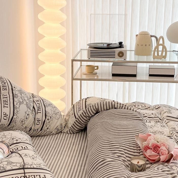 91家纺网 家纺一手货源 找家纺 昔可家纺 2021新款棉加牛奶绒四件套 优雅生活