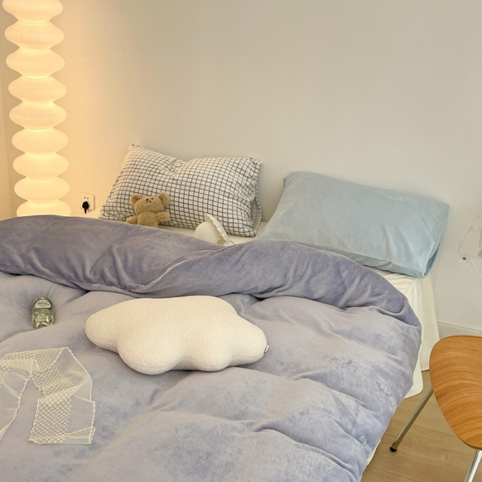 91家纺网 家纺一手货源 找家纺 昔可家纺 2021新款撞色牛奶绒四件套 奶油紫