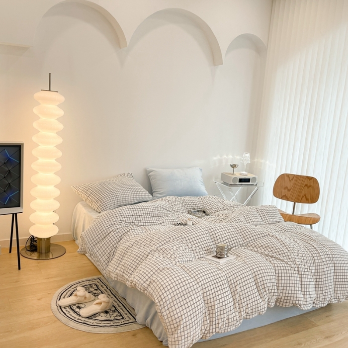 91家纺网 家纺一手货源 找家纺 昔可家纺 2021新款撞色牛奶绒四件套 小白格