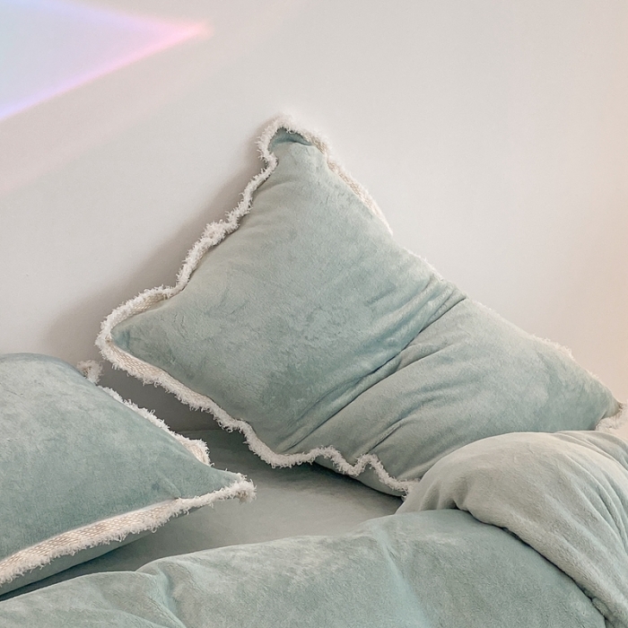 91家纺网 家纺一手货源 找家纺 昔可家纺 2021新款小香香风牛奶绒四件套 小香薄荷绿