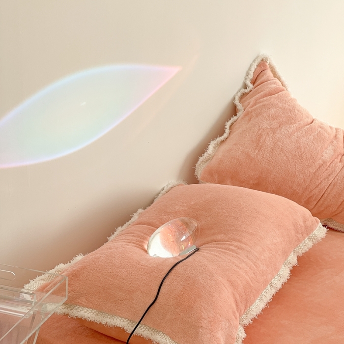 91家纺网 家纺一手货源 找家纺 昔可家纺 2021新款小香香风牛奶绒四件套 小香蜜桃粉