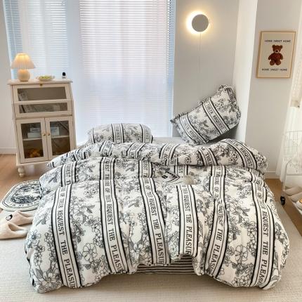 91家纺网 家纺一手货源 找家纺 昔可家纺  2021新款牛奶绒四件套第二组图 优雅生活