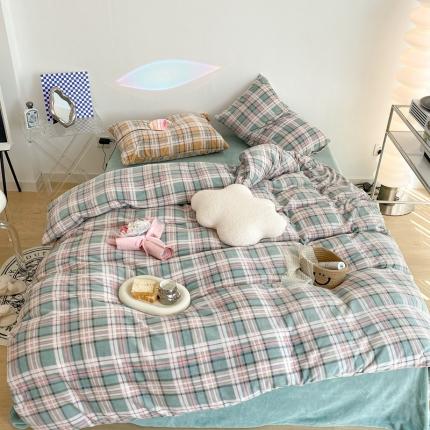 91家纺网 家纺一手货源 找家纺 （总）昔可家纺 2021新款学院风jk格子混搭牛奶绒