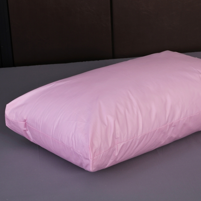 91家纺网 家纺一手货源 找家纺 羽仙子2023新品爆款 全棉假立体工艺羽绒枕鹅绒枕头枕芯粉色