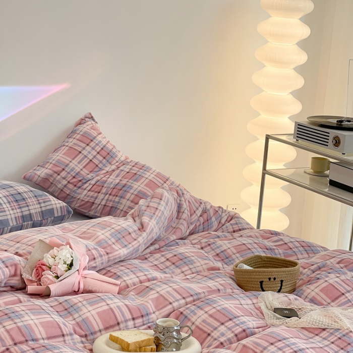 91家纺网 家纺一手货源 找家纺 （总）昔可家纺 2021新款学院风jk格子混搭牛奶绒