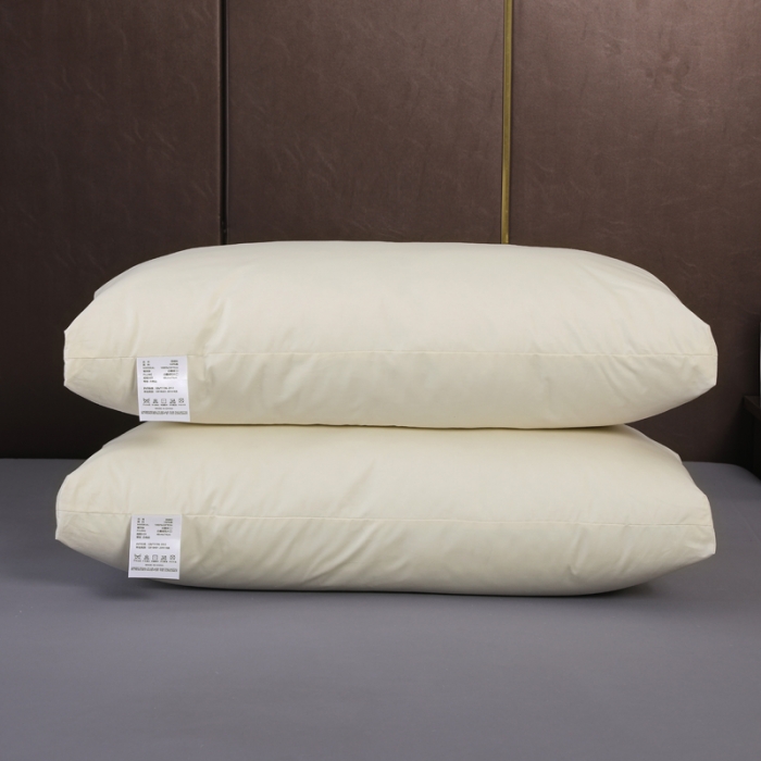 91家纺网 家纺一手货源 找家纺 羽仙子2023新品爆款 全棉假立体工艺羽绒枕鹅绒枕头枕芯黄色