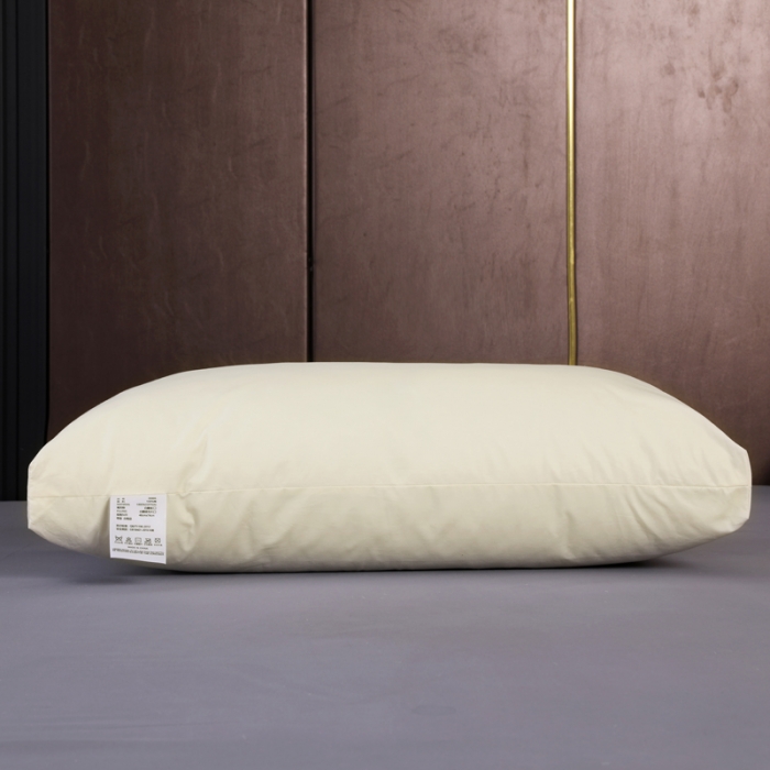 91家纺网 家纺一手货源 找家纺 羽仙子2023新品爆款 全棉假立体工艺羽绒枕鹅绒枕头枕芯黄色