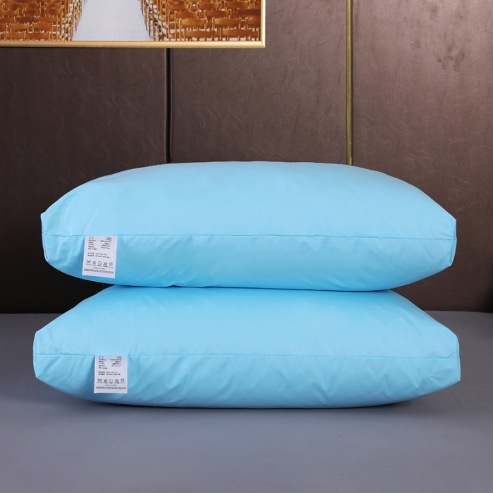 91家纺网 家纺一手货源 找家纺 羽仙子2023新品爆款 全棉假立体工艺羽绒枕鹅绒枕头枕芯蓝色