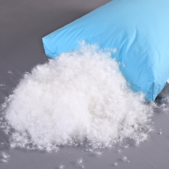 91家纺网 家纺一手货源 找家纺 羽仙子2023新品爆款 全棉假立体工艺羽绒枕鹅绒枕头枕芯蓝色