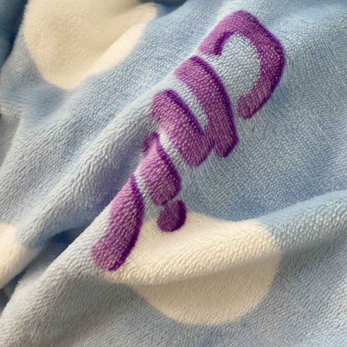 91家纺网 家纺一手货源 找家纺 昔可家纺  2021新款牛奶绒四件套第二组图蓝色波点chic