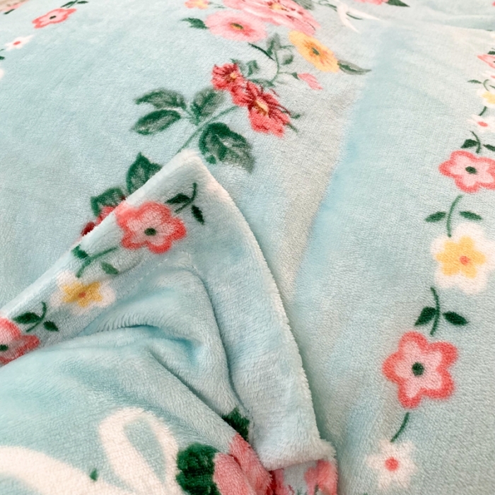 91家纺网 家纺一手货源 找家纺 昔可家纺  2021新款牛奶绒四件套第二组图 蓝色初恋花