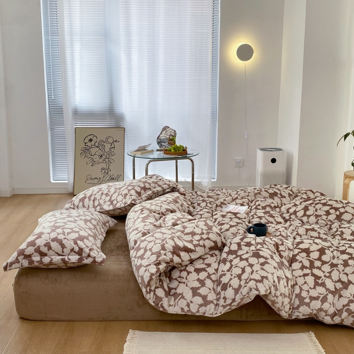 91家纺网 家纺一手货源 找家纺 昔可家纺  2021新款牛奶绒四件套第二组图 如梦之梦