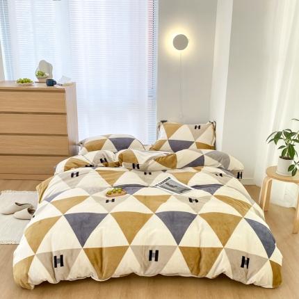 昔可家纺  2021新款牛奶绒四件套第二组图 三角H