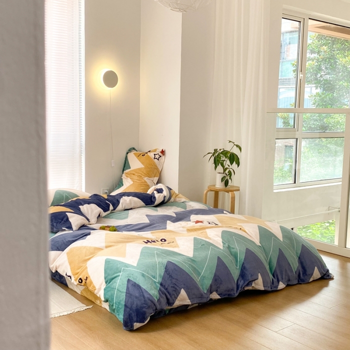 91家纺网 家纺一手货源 找家纺 昔可家纺  2021新款牛奶绒四件套第二组图 时尚曲线