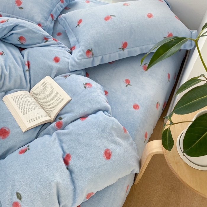 91家纺网 家纺一手货源 找家纺 昔可家纺  2021新款牛奶绒四件套第二组图 元气小小桔