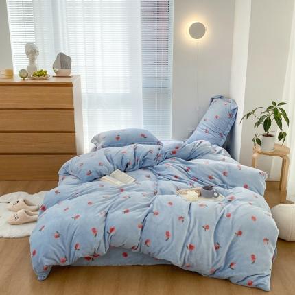 昔可家纺  2021新款牛奶绒四件套第二组图 元气小小桔