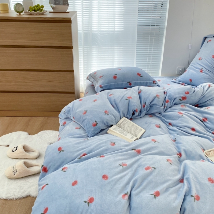 91家纺网 家纺一手货源 找家纺 昔可家纺  2021新款牛奶绒四件套第二组图 元气小小桔