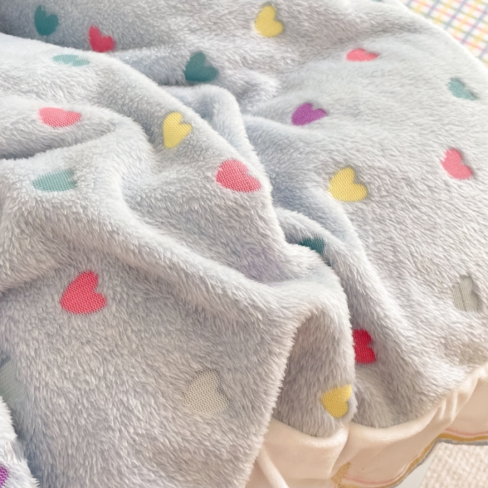 91家纺网 家纺一手货源 找家纺 昔可家纺 2021新款coco雪貂绒四件套 小爱心蓝