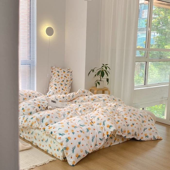 91家纺网 家纺一手货源 找家纺 昔可家纺  2021新款牛奶绒四件套第二组图 小金桔