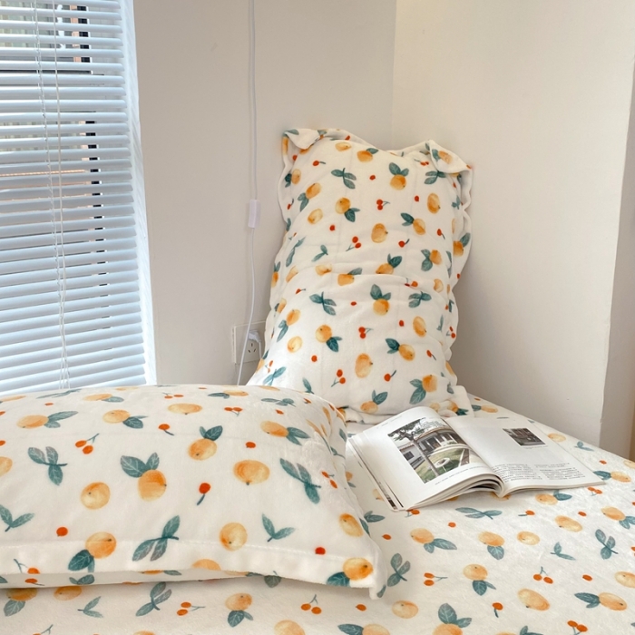 91家纺网 家纺一手货源 找家纺 昔可家纺  2021新款牛奶绒四件套第二组图 小金桔