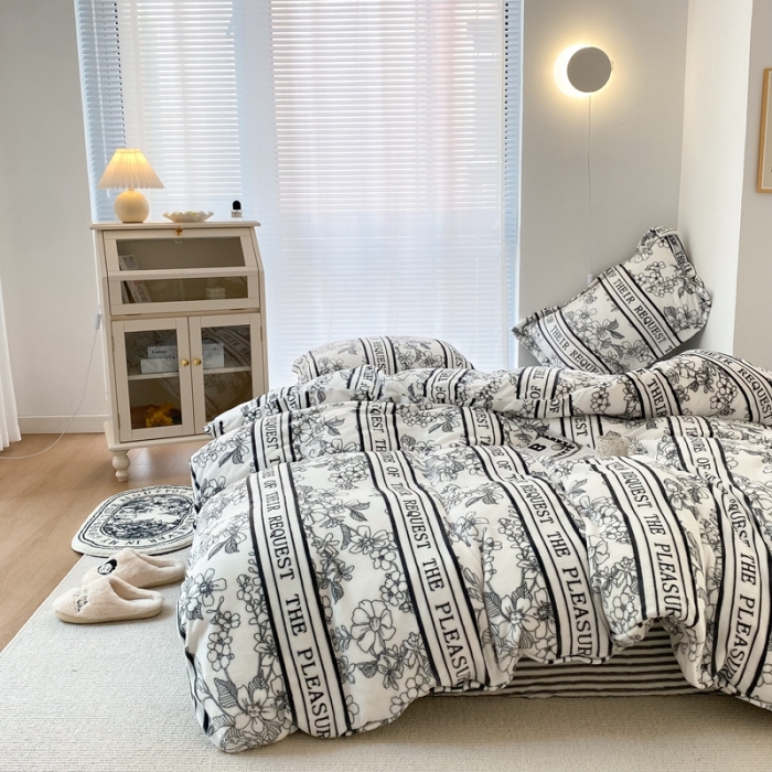 91家纺网 家纺一手货源 找家纺 昔可家纺  2021新款牛奶绒四件套第二组图 优雅生活