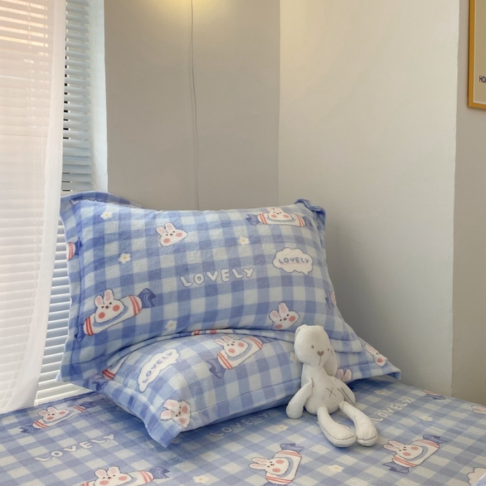 91家纺网 家纺一手货源 找家纺 昔可家纺  2021新款牛奶绒四件套第二组图 兔兔奶糖