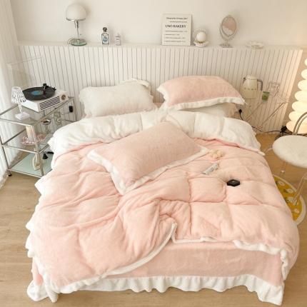 91家纺网 家纺一手货源 找家纺 （总）昔可家纺 2021新款泰迪绒马卡龙色四件套