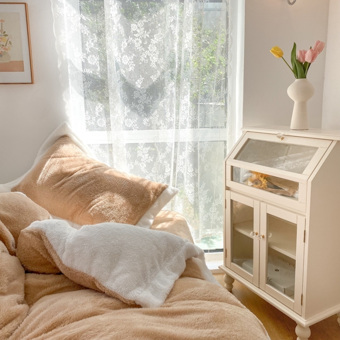 91家纺网 家纺一手货源 找家纺 （总）昔可家纺 2021新款泰迪绒马卡龙色四件套