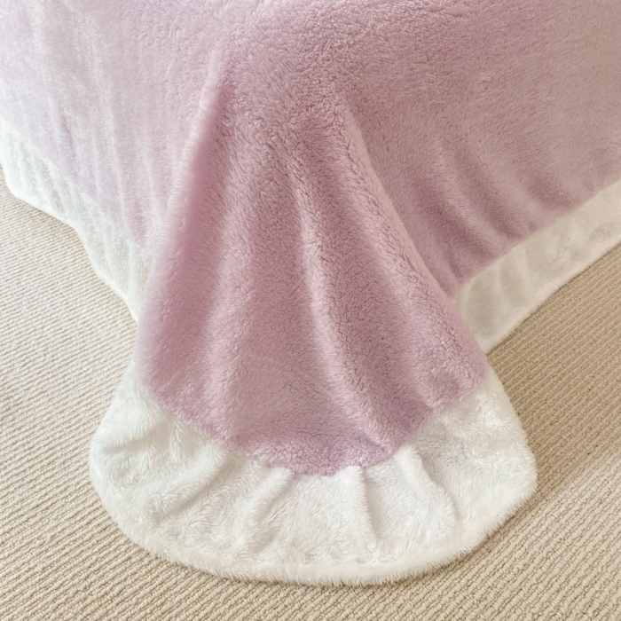 91家纺网 家纺一手货源 找家纺 昔可家纺 2021新款泰迪绒马卡龙色四件套丁香紫