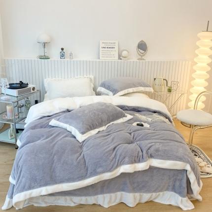 昔可家纺 2021新款泰迪绒马卡龙色四件套 气质灰