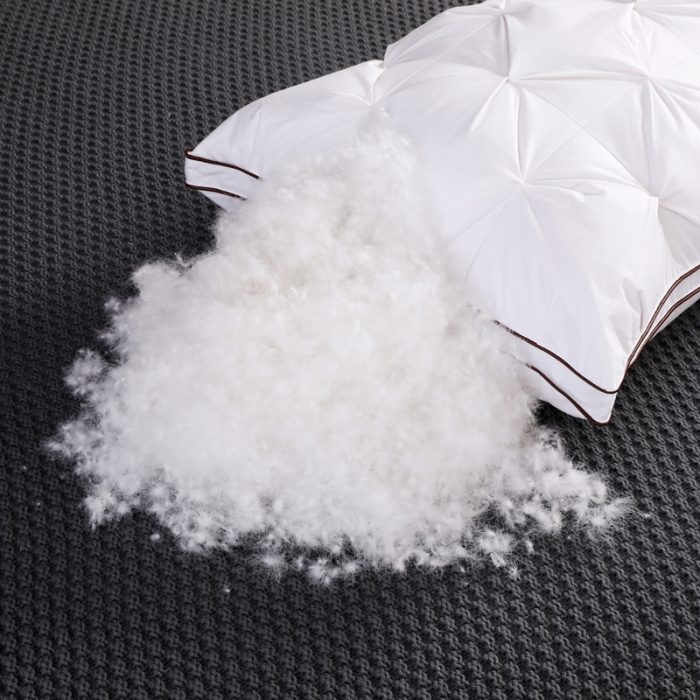 91家纺网 家纺一手货源 找家纺 羽仙子2023新品爆款全棉扭花工艺羽绒枕鹅绒枕头枕芯 白色
