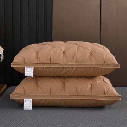 羽仙子2023新品爆款全棉扭花工艺羽绒枕鹅绒枕头枕芯 咖色