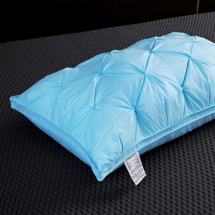 91家纺网 家纺一手货源 找家纺 羽仙子2023新品爆款全棉扭花工艺羽绒枕鹅绒枕头枕芯 蓝色