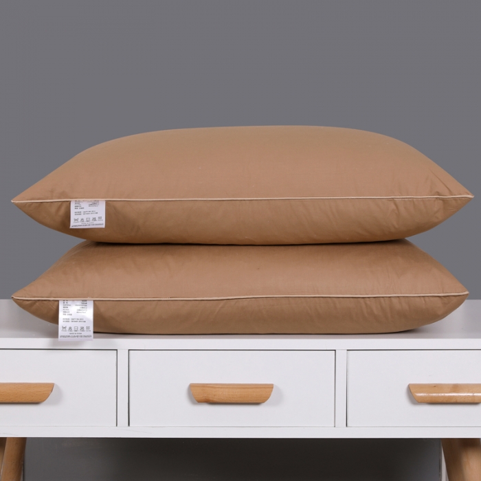 91家纺网 家纺一手货源 找家纺 羽仙子2023新品爆款全棉鹅毛枕工艺羽绒枕鹅绒枕头枕芯咖色