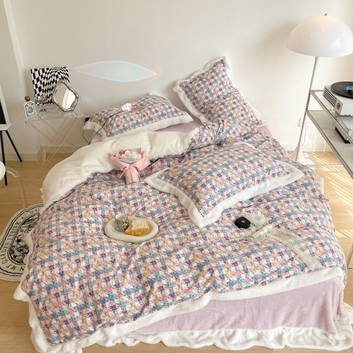 91家纺网 家纺一手货源 找家纺 （总）昔可家纺  2021新款小香香风棉加泰迪绒四件套