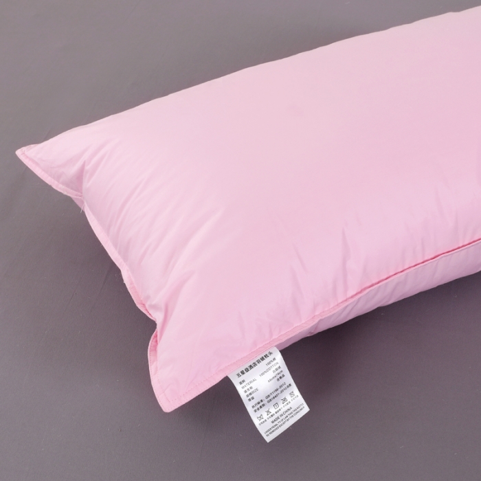 91家纺网 家纺一手货源 找家纺 羽仙子2023新品爆款 全棉双针工艺羽绒枕 鹅绒枕头枕芯粉色