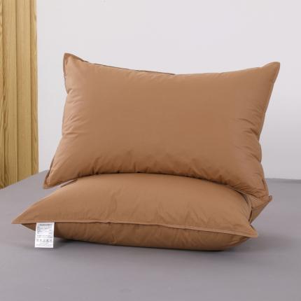 羽仙子2023新品爆款 全棉双针工艺羽绒枕 鹅绒枕头枕芯咖色