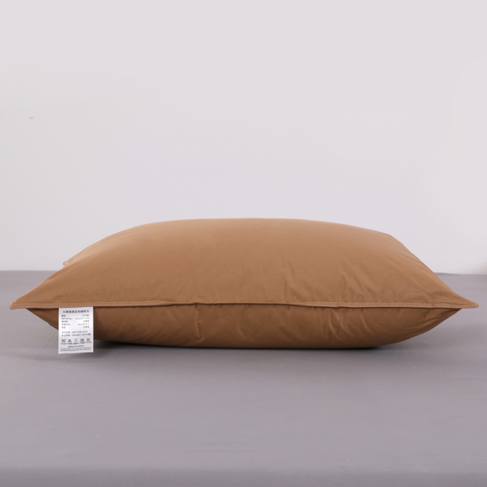 91家纺网 家纺一手货源 找家纺 羽仙子2023新品爆款 全棉双针工艺羽绒枕 鹅绒枕头枕芯咖色