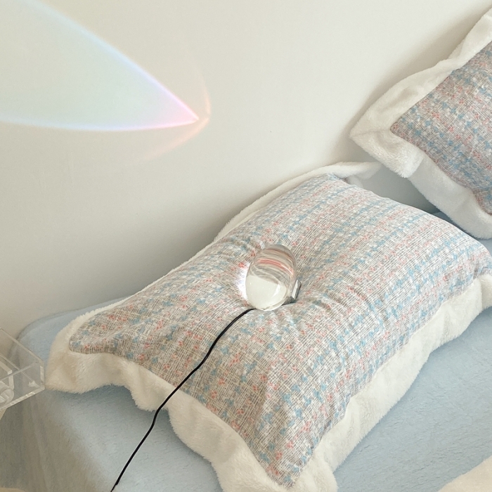 91家纺网 家纺一手货源 找家纺 昔可家纺  2021新款小香香风棉加泰迪绒四件套 香香粉蓝