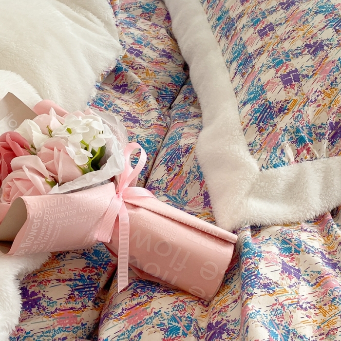 91家纺网 家纺一手货源 找家纺 昔可家纺  2021新款小香香风棉加泰迪绒四件套 香香紫