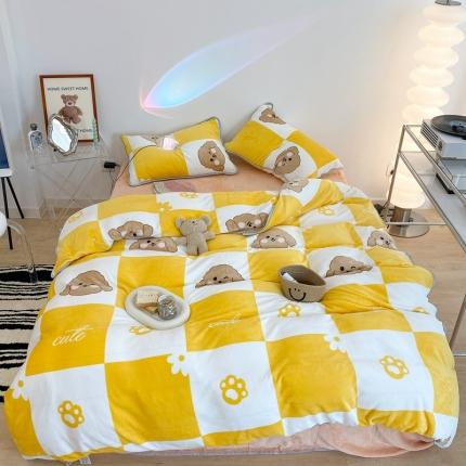 91家纺网 家纺一手货源 找家纺 （总）昔可家纺 2021新款小包边牛奶绒四件套