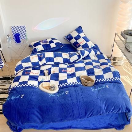 91家纺网 家纺一手货源 找家纺 （总）昔可家纺 2021新款小包边牛奶绒四件套